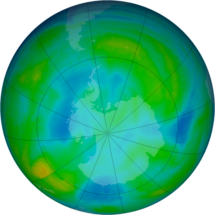 Antarctic ozone map for 01 June 1991